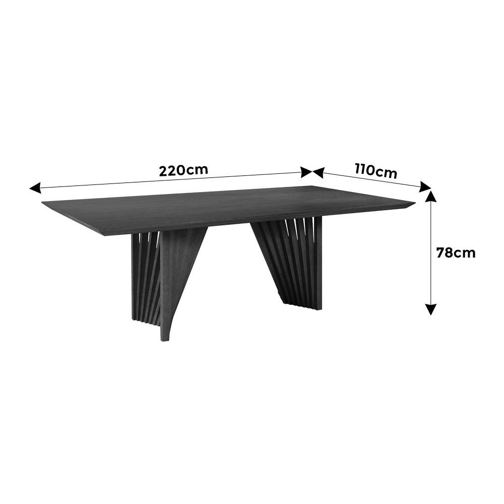 Mesa de Jantar Fler A8 - 220cm x 110cm C/ Tampo Laminado Carvalho Imbuia
