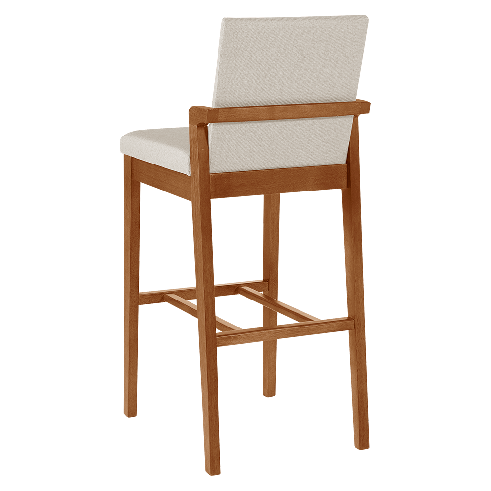 Banqueta Maristela A8 -  Estofada Linho Bege Claro / Imbuia