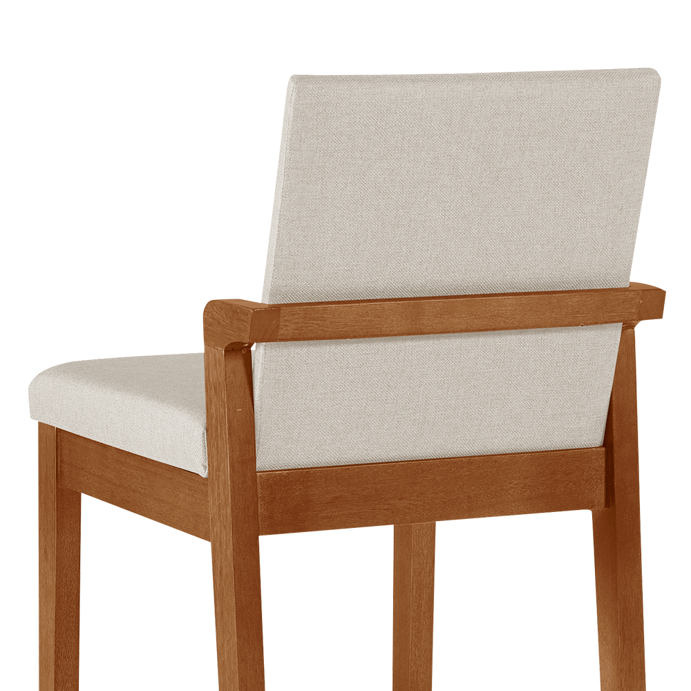 Banqueta Maristela A8 -  Estofada Linho Bege Claro / Imbuia