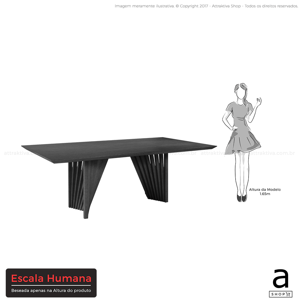 Mesa de Jantar Fler A8 - 220cm x 110cm C/ Tampo Laminado Carvalho Imbuia